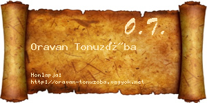 Oravan Tonuzóba névjegykártya